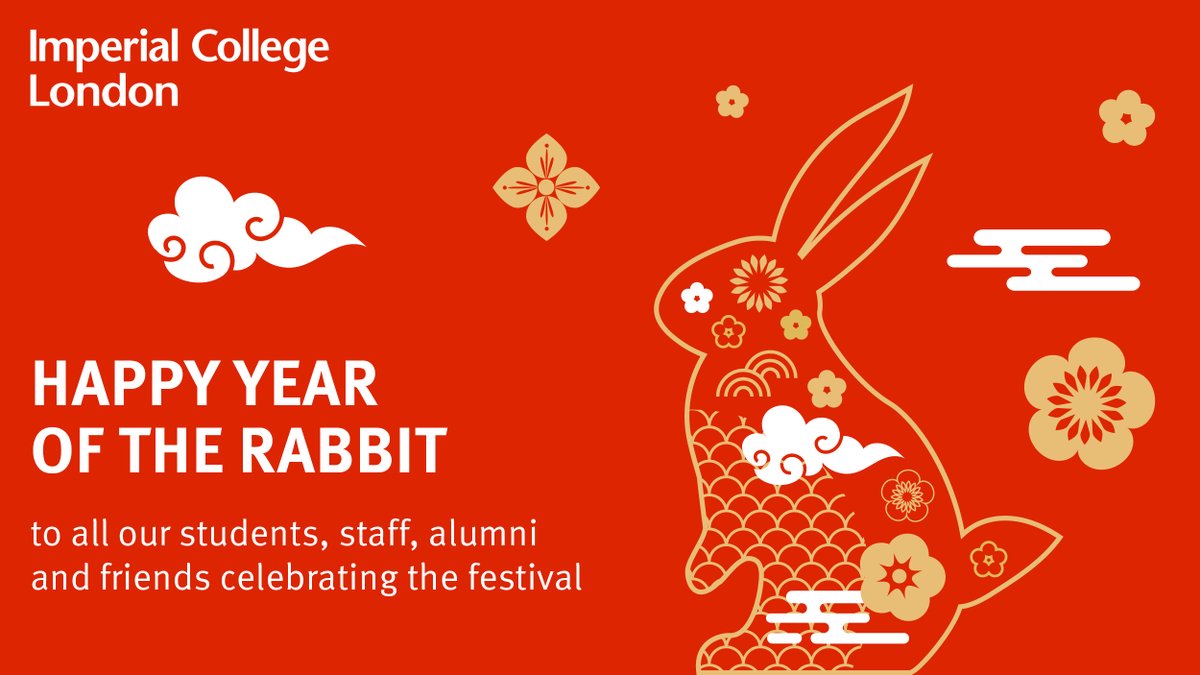 Happy Lunar New Year to #OurImperial students, staff, alumni and friends celebrating the festival🧧

Wishing you joy, peace and prosperity in the #YearOfTheRabbit 🐰