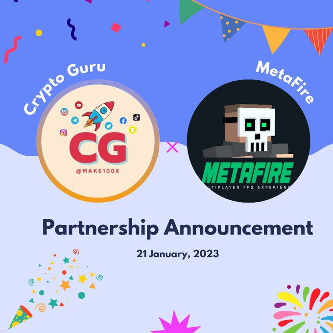 MetaFire_FPS's tweet photo. New Partnership announcement 

Crypto Guru @make100x 🔥 https://t.co/ObUM28gxEX