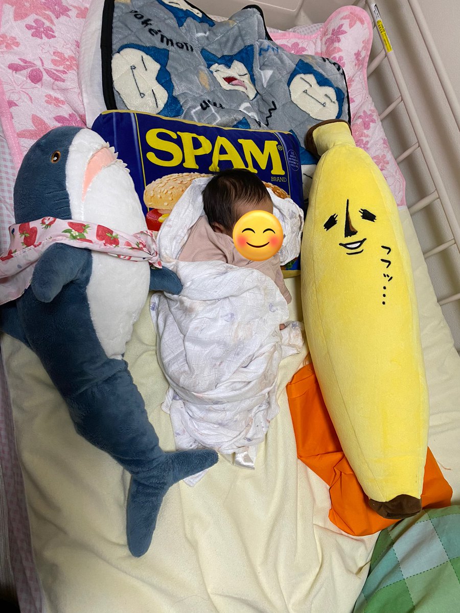 10Ymk's tweet image. 子守が板についてきたサメたち🦈
じぃじがご飯を食べている間（右手以外麻痺で動かないので）の見守り中は
我が子はじぃじのベッドの上で待機です🛏

じぃじのパートナー（デイサービスに行く時に足の間に挟む）エリートバナナのバナオくんが強めだ😳

#ikeashark
#IKEAのサメ
#子守するサメ