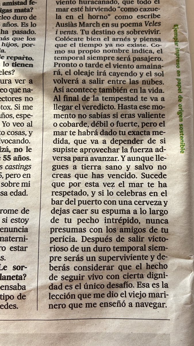 nandogerman's tweet photo. Hoy Manuel Vicent se ha salido. Estas reflexiones valen para casi todo en la vida https://t.co/kzd4UvgZgT