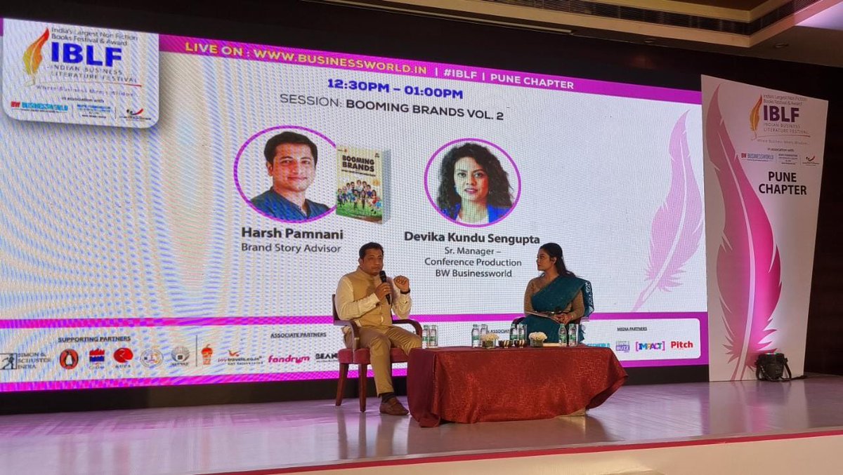 BWBusinessworld's tweet image. Live: @pamnani_harsh, Brand Story Advisor discussing his book 'Booming Brands Vol. 2' with  Devika Kundu Sengupta, Sr. Manager – Conference Production BW Businessworld, at Indian Business Literature Festival #PuneChapter #IBLF 

Join On: bwevents.co.in/india-business…