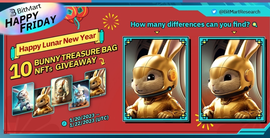 AirdropsGun's tweet photo. 🚀 Giveaway: BitMart Happy Friday 
💰 Value: 10 Bunny Treasure Bags
👥 Referral: N/A
📅 End Date: 23rd January 2023
🏦 Distribution Date: TBA

🎐Giveaway Link : https://t.co/F87gP7xg5n

@BitMartResearch @BitMart_zh #AirdropsGun #Giveaway #DYOR #NFA  #cryptocurrency #NFT https://t.co/NuE2laQMjf
