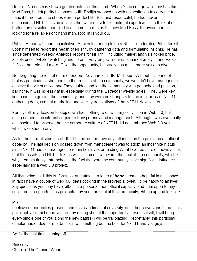 Letter of Hope to Fans and Managers of  <a href="/NFT11_Official/">NFT11 ⚽</a>