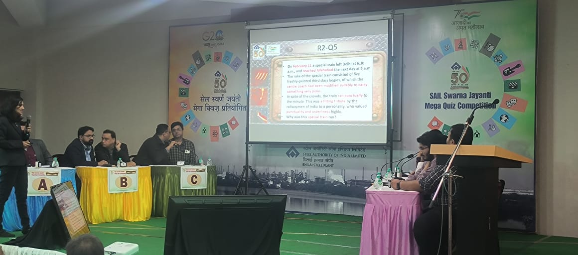 SAILBSP1's tweet image. Debrata Chowdhury &amp;amp; Rajiv Gautam from BSL Bokaro have won SAIL Swarna Jayanti Mega Quiz in which 12 teams took part. DSP&apos;s Anand Kumar &amp;amp; Dhiraj Kumar were second while RSP&apos;s SS Panda &amp;amp; Sampad Mishra ended third in final round of Quiz hosted at Bhilai on 21st Jan 23 @SAILsteel