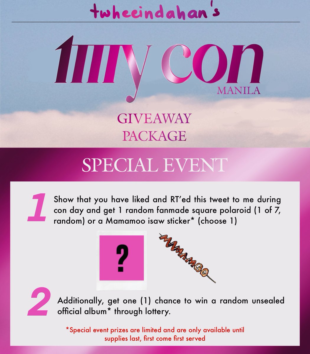 _twheeindahan's tweet photo. [#MAMAMOOinPH] [#MYCONinMNL]

MyCon Manila Freebies
[Twheeindahan’s Giveaway Package]

🔸Package content details🔸

2023.02.12 RELEASE ✔️
Time: TBA
Location: TBA https://t.co/pn9s3qNHh3