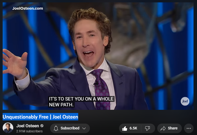 157,759 views  17 Jan 2023  #JoelOsteen
God is about to shift things in your favor. What’s limited you in the past is not going to limit you anymore.

🛎 Subscribe to receive weekly messages of hope, encouragement, and inspiration from Joel! http://bit.ly/JoelYTSub

Follow #JoelOsteen on social 
Twitter: http://Bit.ly/JoelOTW 
Instagram: http://BIt.ly/JoelIG 
Facebook: http://Bit.ly/JoelOFB

Thank you for your generosity! To give, visit https://joelosteen.com/give