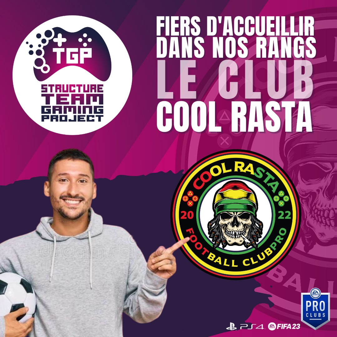 Nous sommes ravis d'accueillir dans nos rangs la team @CoolRastaEsport ! Qui intègre la structure :
@Pau_FC_Poto 
@TGP_BraKC_FC 
@FcpGrizzly 
<a href="/TGPMELUSIFC/">TGP MELUSI FC</a> 
Welcome à tous les joueurs et félicitations à vous 🤝
@IFC_Actus <a href="/TGP_Events_/">TGP EVENTS</a> @Migraf591 <a href="/Tite__Manon/">Tite__Manon</a>
