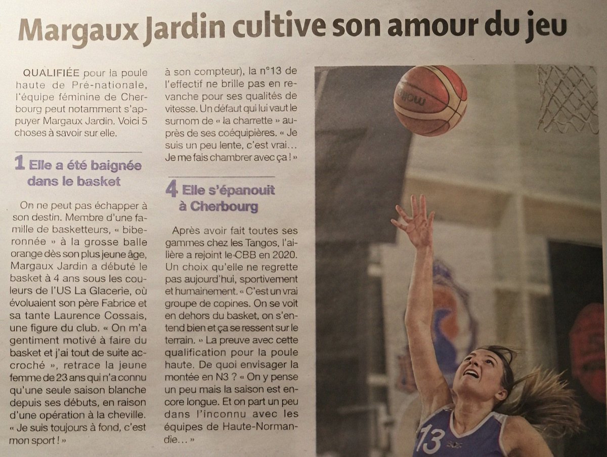 Retrouvez le portrait de Margaux, article <a href="/LaPresseManche/">La Presse de la Manche</a> sur le site du CBB 
cherbourgbasketball.com/dans-la-presse
#Cherbourg #basketball #PNF #revuedepresse
