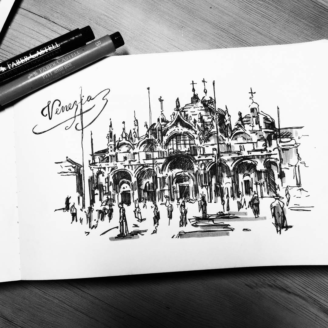 Quick sketch. Sketches of Italy. Venice. Part 6
#sketch #illustration #sketchbook #sketching #graphic   #art #artist #artwork #draw #drawing #blackandwhite  #fabercastell   #architecture #oldtown  #italy #venice #sanmarco #venezia #palazzoducale #basilica #basilicadisanmarco