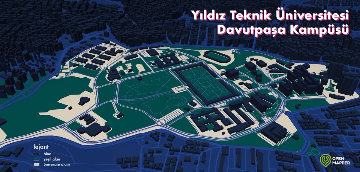 open_mapper's tweet photo. Yıldız Teknik Üniversitesi Davutpaşa Kampüsü 3B Harita | @YildizEdu 
#opensource #opendata #davutpaşa #openstreetmap #mapbox  #openmapper #map #ytü #DataVisualization https://t.co/hO9bdBT8WO