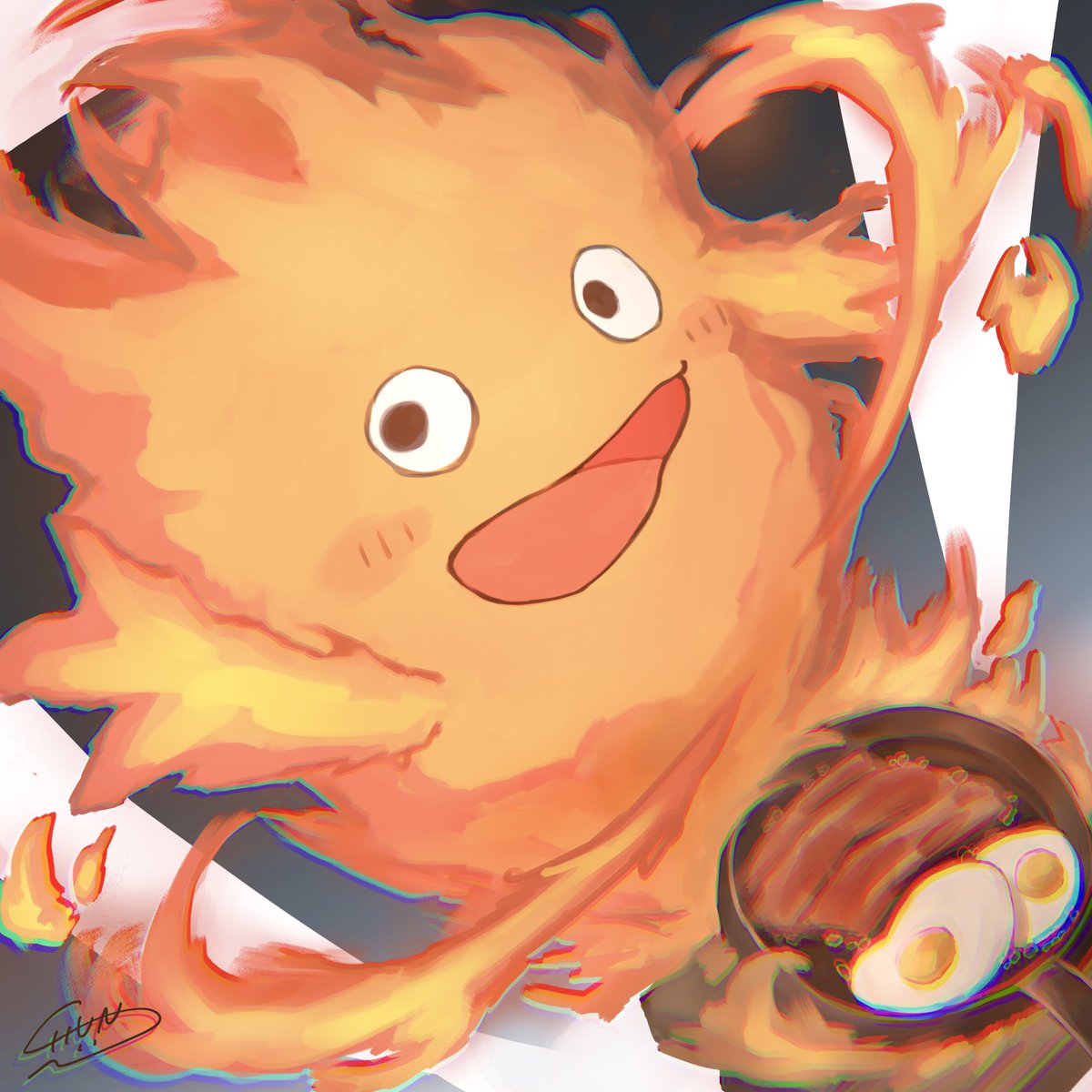 fire solo no humans pokemon (creature) open mouth smile signature  illustration images