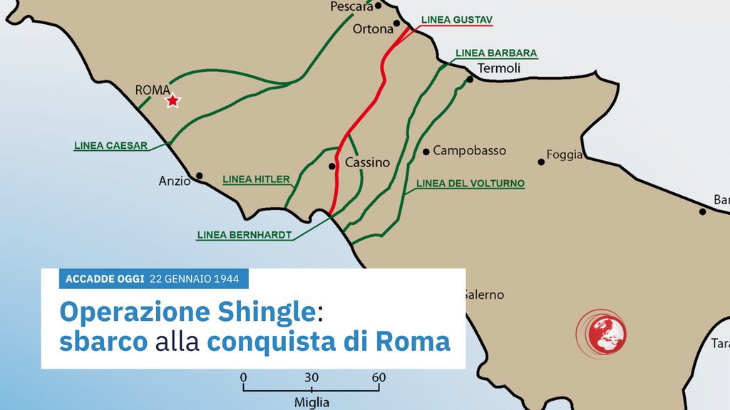 Geopoliticainfo's tweet photo. Il #22gennaio 1944 le forze angloamericane sbarcano ad
Anzio e Nettuno dando vita all’operazione #Schingle. Il piano
era alleggerire il fronte di Cassino: lo sbarco avviene con
successo, ma la reazione delle truppe tedesche sorprende gli
Alleati generando un sanguinoso stallo. https://t.co/SYw6CIJP8t