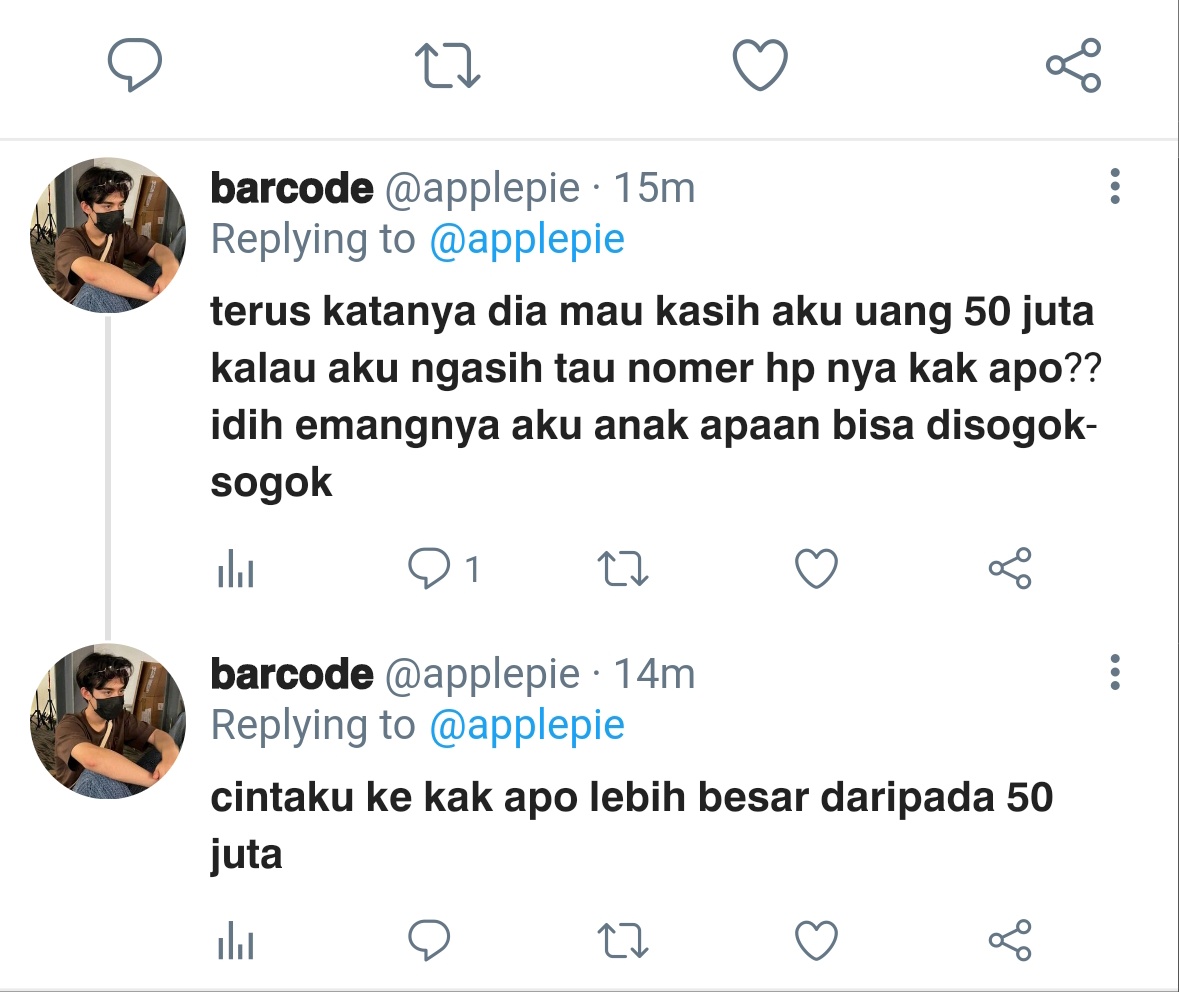 aphroanna's tweet photo. #apobarcode as siblings slight #mileapo two tweets https://t.co/79cj7ruGet