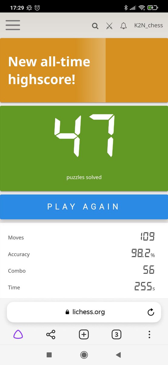 K2N_crypto's tweet image. I solve chess problems for speed. #PuzzleStorm on the #Lichess portal. Can you solve more in three minutes?
#chess #onlinechess