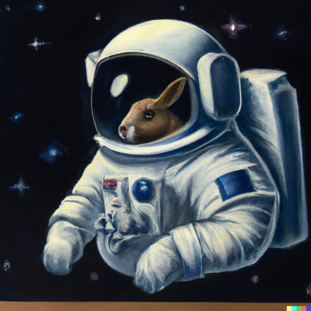 EnaKodumaSirIdu's tweet photo. Caravaggio-style painting of a rabbit astronaut #DallE https://t.co/zNNIXrcduZ
