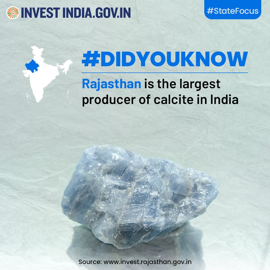 #StateFocus

#DidYouKnow: #Rajasthan is the 2nd largest mineral producer in #NewIndia.

Know more about the avenues in the state at bit.ly/II-Rajasthan

#InvestInIndia #InvestInRajasthan @MinesMinIndia @ashokgehlot51