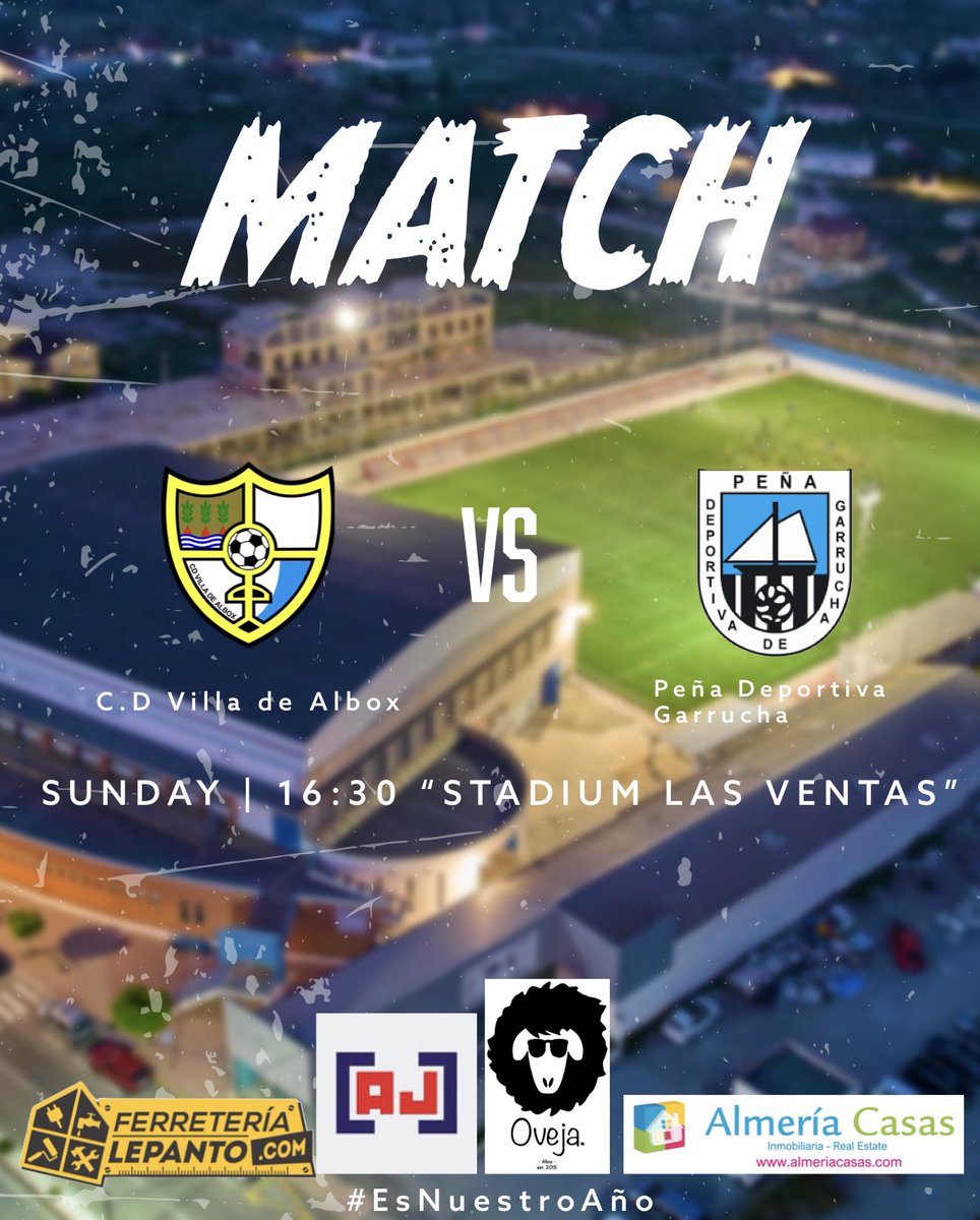 🔜⚽️ PRÓXIMO 𝐏𝐀𝐑𝐓𝐈𝐃𝐎

🏆 𝐓𝐄𝐌𝐏𝐎𝐑𝐀𝐃𝐀 𝟐𝟐/𝟐𝟑 ⚪️🔴🔵

 <a href="/AlboxCDV/">Club Deportivo Villa de Albox</a> 🆚 <a href="/garrucha/">Oidar</a> 

🗓 Domingo 22 de Enero
🕒 16:30h
🏟 Estadio “Las Ventas”
📺 FACEBOOK