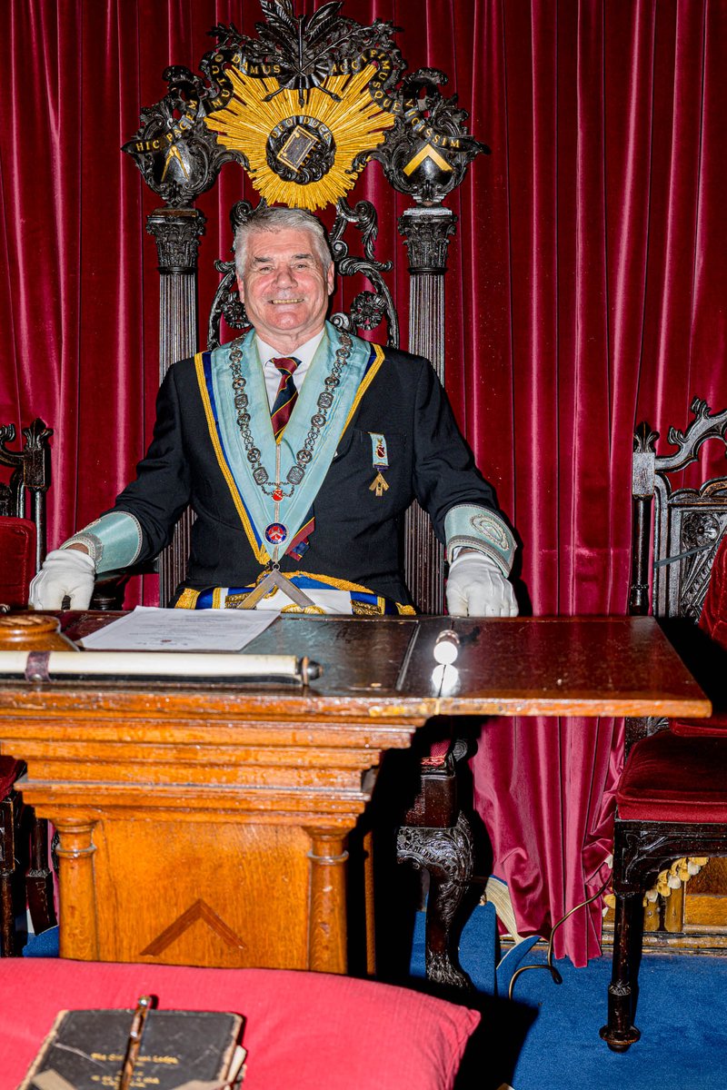 W.Bro C. Knott. looking resplendent in the Worshipful Master Chair. Many thanks for all of the work you have put in over the last Year at the Old Helean's Lodge. Our Next ceremony will be the initiation of our new WM and his wardens.