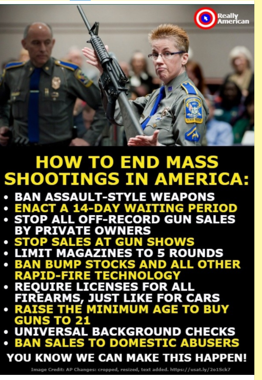 USAS_WW1's tweet image. 2/ end open carry except in #SCOTUS #Congress, all #Gunshows #Gunshops #NRA events and at all gun manufacturers. Fair? Of course it is.