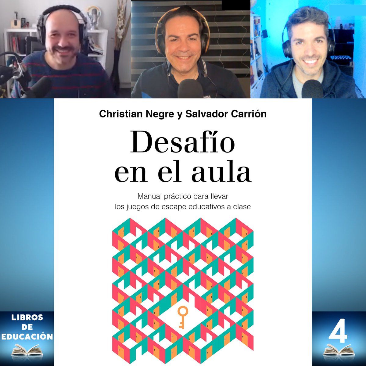🔥 EPISODIO 4 PUBLICADO 🔥 
Hoy analizamos un #libro de referencia en relación a los juegos de escape educativos: "Desafío en el aula", de <a href="/applejux/">cHristian negre</a>, <a href="/salva_cv/">Salvador Carrion</a> y colaboradores 🔝.
 
¡Escúchalo en tu app de podcasts favorita!🎙️ 🎧
#educación #escaperoom #breakout #desafioenelaula