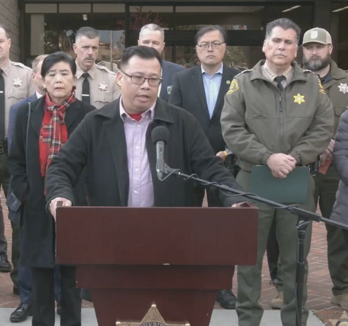 Monterey Park Mayor Henry Lo tried to reassure residents that the police continue to protect their safety as the shooter remains at-large.