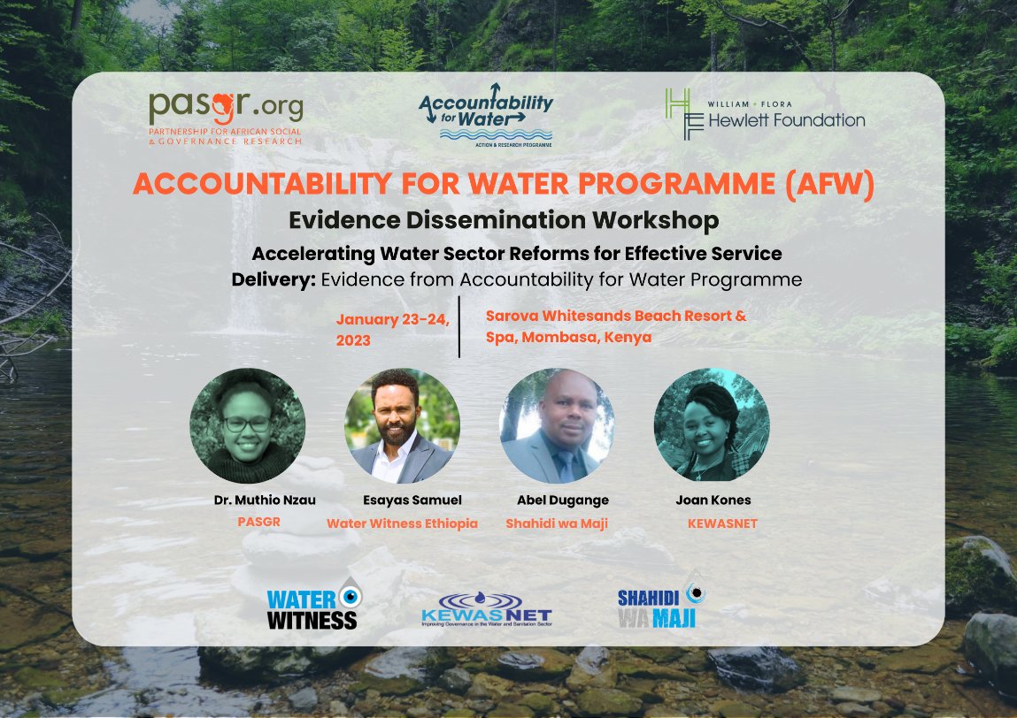 PASGR_'s tweet photo. The @A4W_programme consortium will be disseminating findings from the comparative and cross cutting research and contextualized insights on water management in Kenya, Ethiopia ,Tanzania , Zambia, Zimbabwe and Liberia.
#waterreforms
#SDG6
#AccountabilityforWater https://t.co/XFfI8aveLi