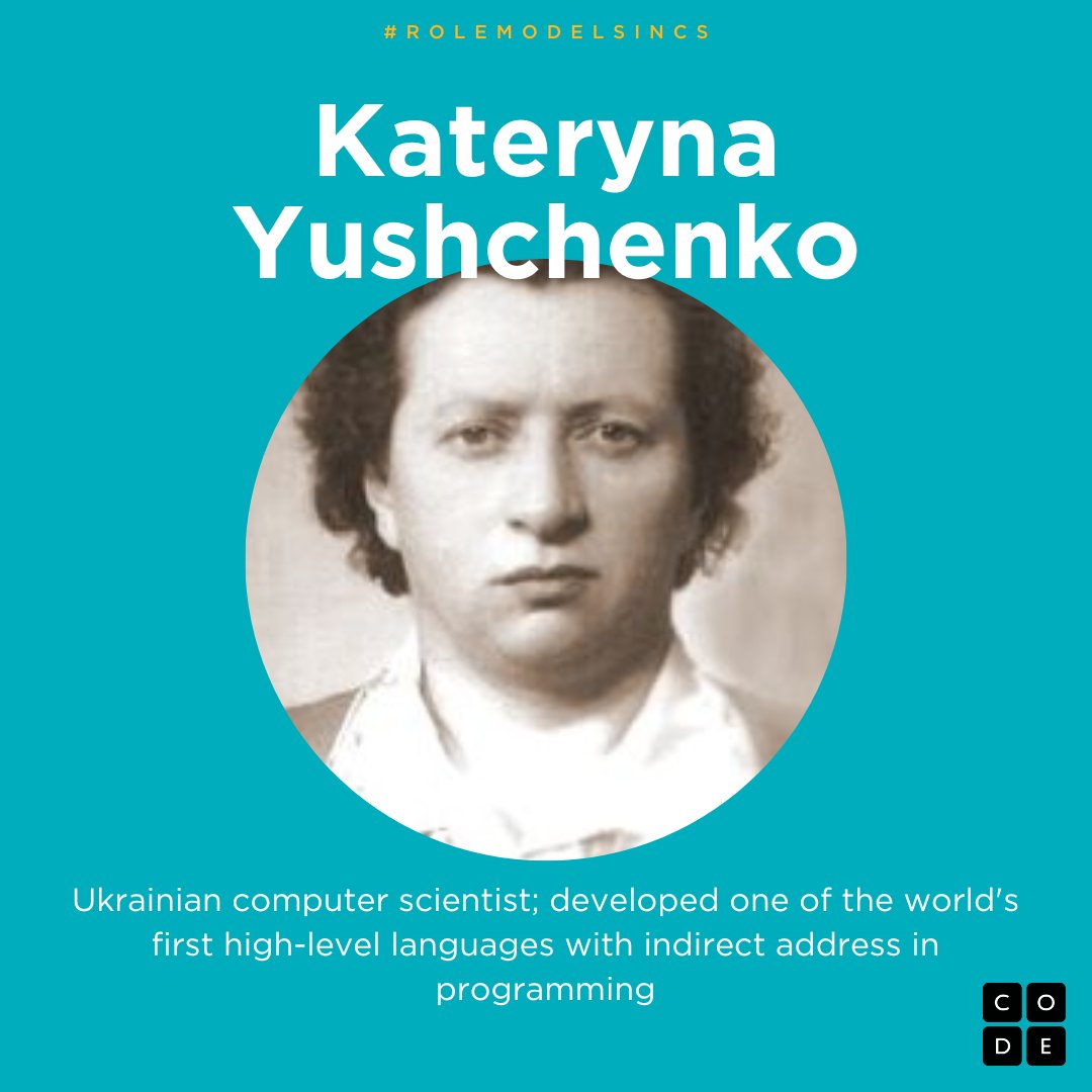 Kateryna Yushchenko was a Ukrainian computer scientist and the first woman in the USSR to become a Doctor of Physical and Mathematical Sciences in programming! #RoleModelsinCS