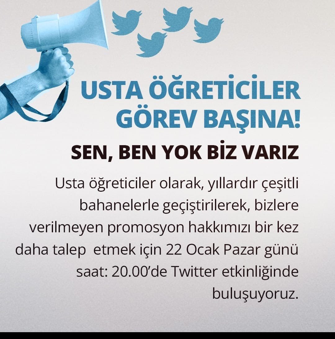 Usta öğreticilerin maaşı bankada tutulmuyor mu? Evet, bankalarda!

O halde neden promosyon alamıyorlar?

Bu sorunun cevabı yok, olsa da hileli. Bu nedenle usta öğreticilerin promosyon talebi talebimizdir!
#SenBenYokBizVarız