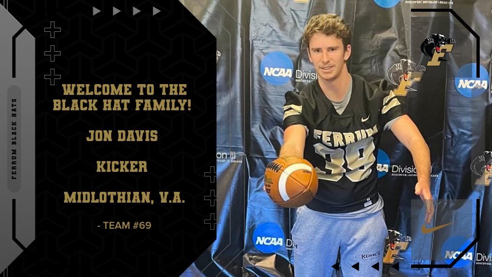 jondavis39's tweet photo. Officially a black hat!!! @FerrumFootball 

@coachcadamsFC @_CoachMartin_BH @coach_J_Santi 

@lancer_footbal https://t.co/Dnms8pf0T8