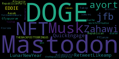 infokalyptisch's tweet photo. Trending in my timeline now: #Mastodon (2) #NFT (2) #Musk (2) #Zahawi (1) #ayort (1) #jfb (1) #QuickEngage (1) #RetweetLikeamp (1) https://t.co/C8h3OzgBOm
