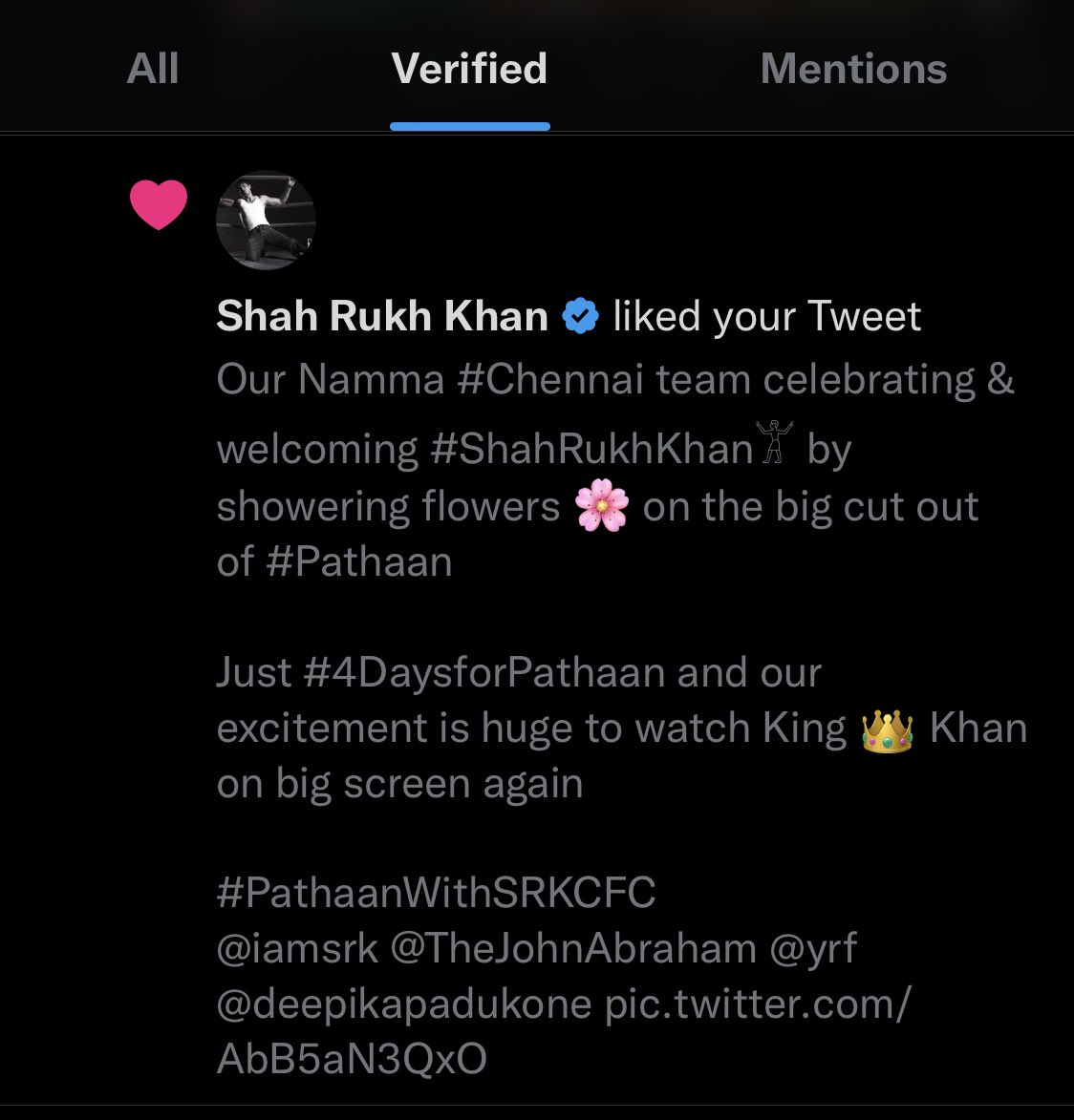 sudhirkothari03's tweet photo. #பதான் fever in #Chennai liked by Namma @iamsrk sir😍♥️. 

#PathaanWithSRKCFC
#ShahRukhKhan #Pathaan
@iamsrk @yrf #YRFSpyUniverse #YRF50 https://t.co/aQgk4fDIru