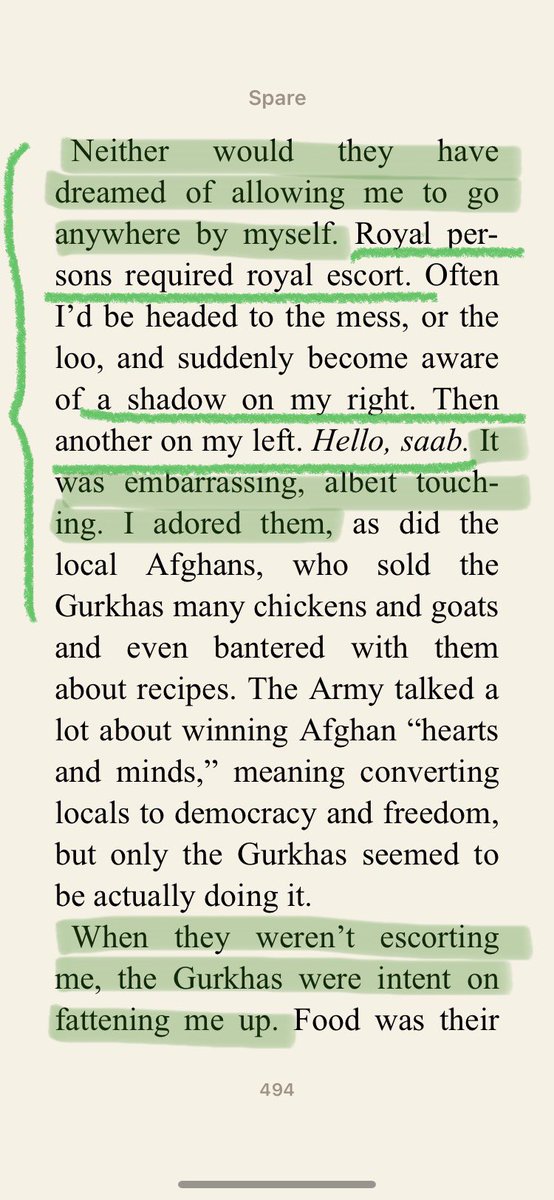 BaronessBruck's tweet image. That time, when Harry tried to pretend that a unit of Gurkhas was following him around as some sort of CULTURAL QUIRK, and not because they were TASKED to do it 🤦🏻‍♀️💥🙄

“One of the guys”, he said; “so normal”, he said 🤣🎪🎖 #Spare #Protected #Coddled #NotNormal