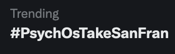 really sad I couldn't go but I absolutely love that it is trending #PsychOsTakeSanFran <a href="/psychologistpod/">The Psychologists Are In Podcast</a>