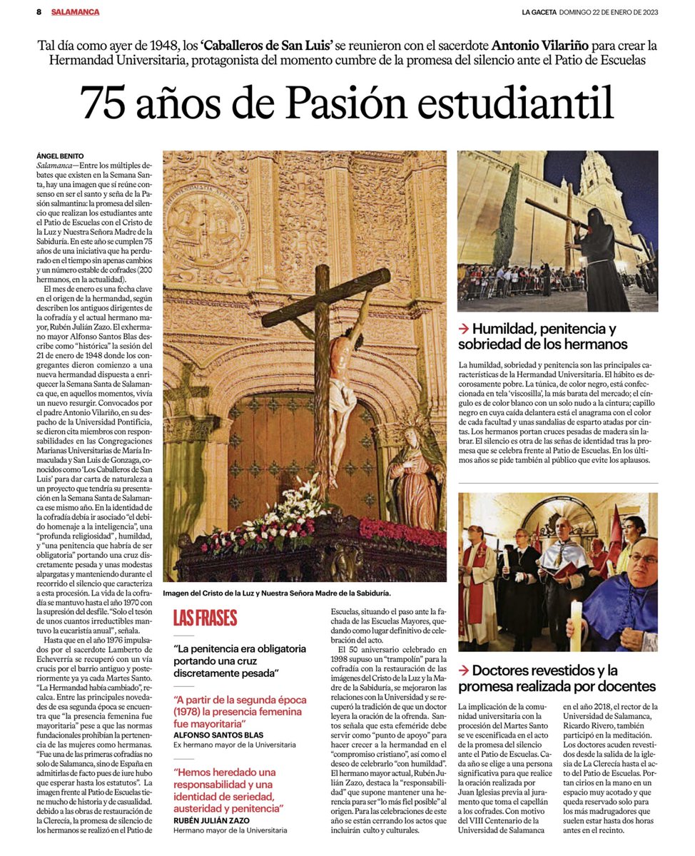 CeraCompania's tweet photo. #CofradiasSLM en prensa: 75 aniversario de @UniversitariaSa 

📰@LaGacetaSA https://t.co/IRR0nQiiLA