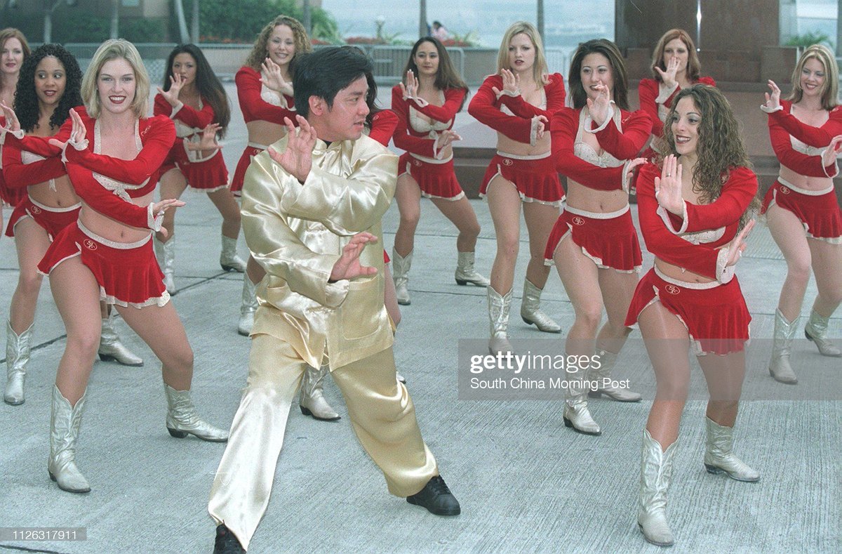 Random49ers's tweet photo. From #Random49ers, Happy #LunarNewYear to all those who celebrate! 

Here are photos of the #49ers Gold Rush cheerleaders in 2002 doing a kung fu lesson with famed director Stanley Tong during a New Year's celebration in Hong Kong.   

#FTTB https://t.co/64SvtBg3Sw