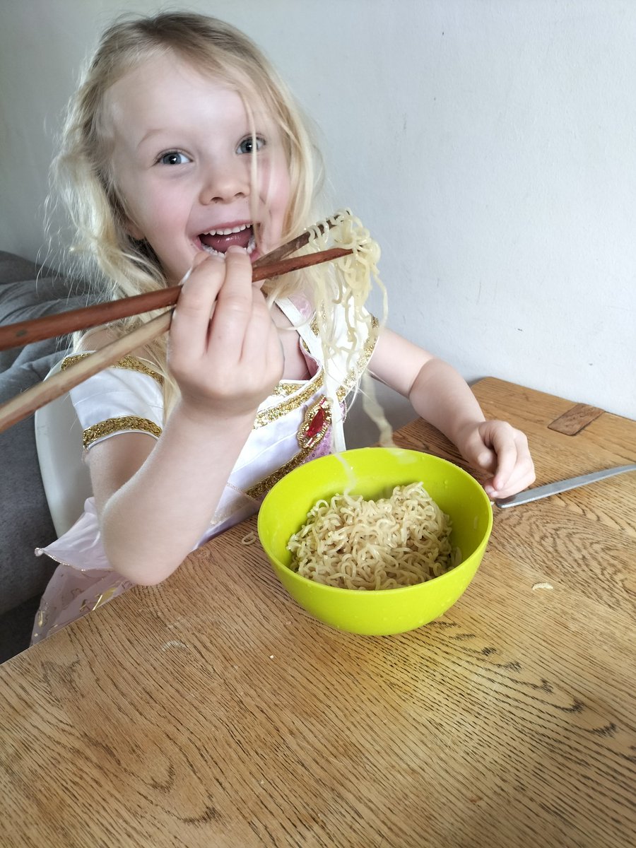Hannah is so excited that she got her noodles on her chopsticks! @Inspire_Ashton