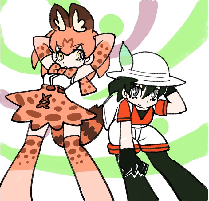 絵チャで描いたサーバル&amp;かばんちゃんwithサンドスター#けものフレンズ 
