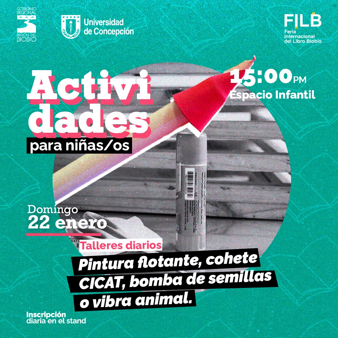 FilBiobio1's tweet photo. Actividades infantiles para vivir la #FILB2023 en familia🤓📖. ¡Acompáñanos y participa de esta gran jornada en la UdeC! https://t.co/hAUoweDskK