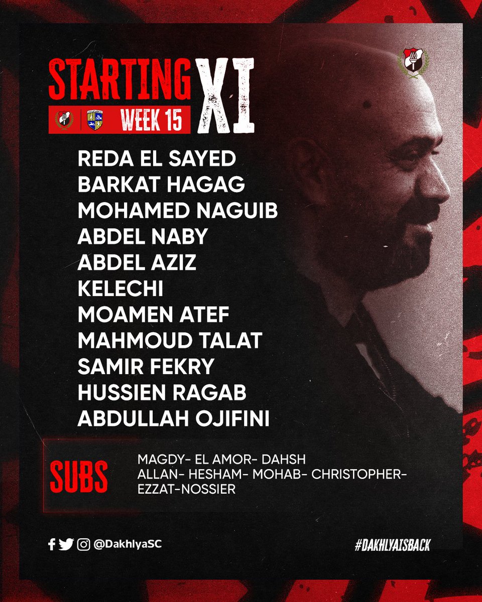 تشكيل فريق الداخلية لمواجهة المقاولون العرب بالدوري المصري الممتاز. 📝⚽️