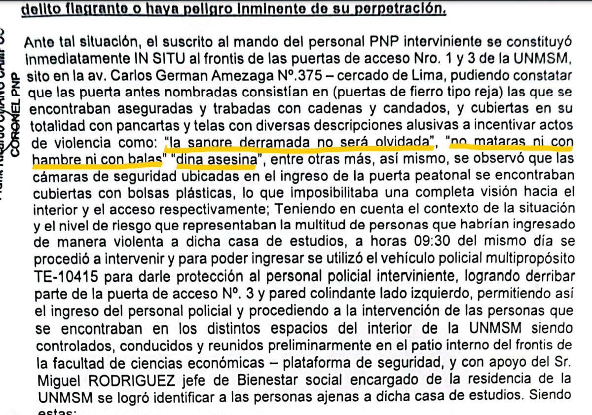 🇵🇪563 policías, luego de tumbar la puerta de <a href="/CZSM/">Sikuris UNMSM</a> ingresaron este sábado y detuvieron a 196 personas. 192 son x presuntos delitos de usurpación agravada, contra el patrimonio - daños y robo agravado y a 4, x sospechosos del delito de terrorismo. No precisa qué hechos o indicios.