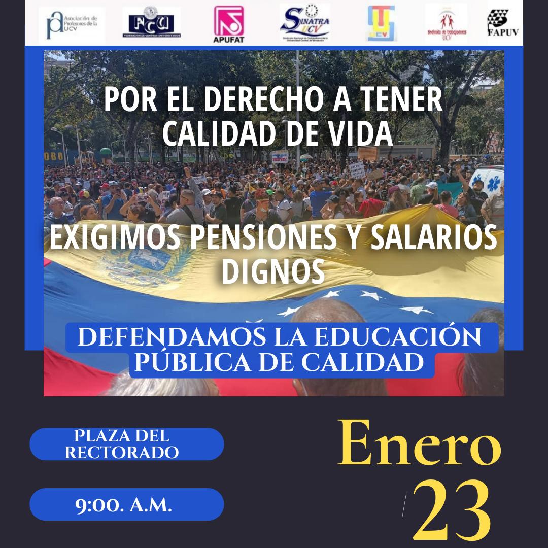 FAPUV's tweet photo. Por salario digno e indexado, negociación colectiva, seguridad social, libertad sindical y  educación de calidad para todos https://t.co/U006SlnQUG