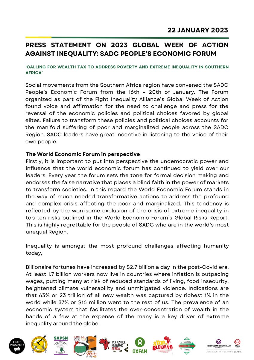 Fight Inequality Alliance-Zimbabwe tweet media