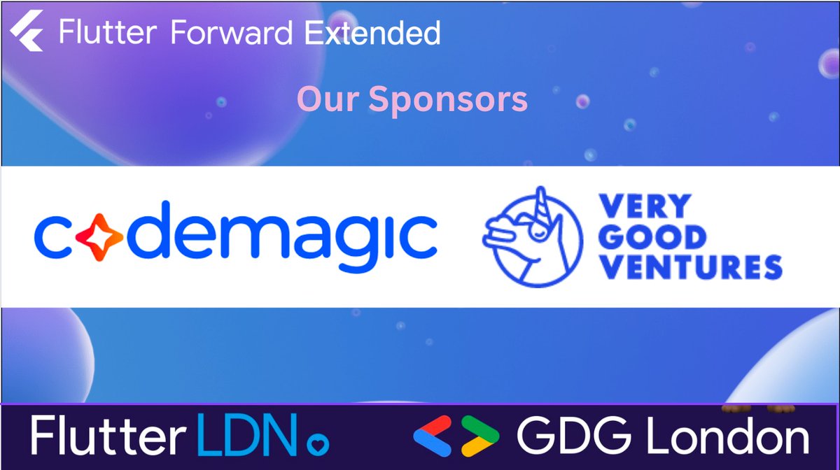 gdg_london's tweet image. 🙏Thanks to our sponsors @VGVentures , @codemagicio for 🗣️speakers🎁swags, support 🫂 
gdg.community.dev/events/details… 
Line up-@KhanhNwin @devangelslondon, @roipekr,  
@wolfenrain, @biz84, @robotoasterdev, @sumithpdd,
@KelkarRenuka ,@martinjeret 
#FlutterForward  #FlutterForwardExtended