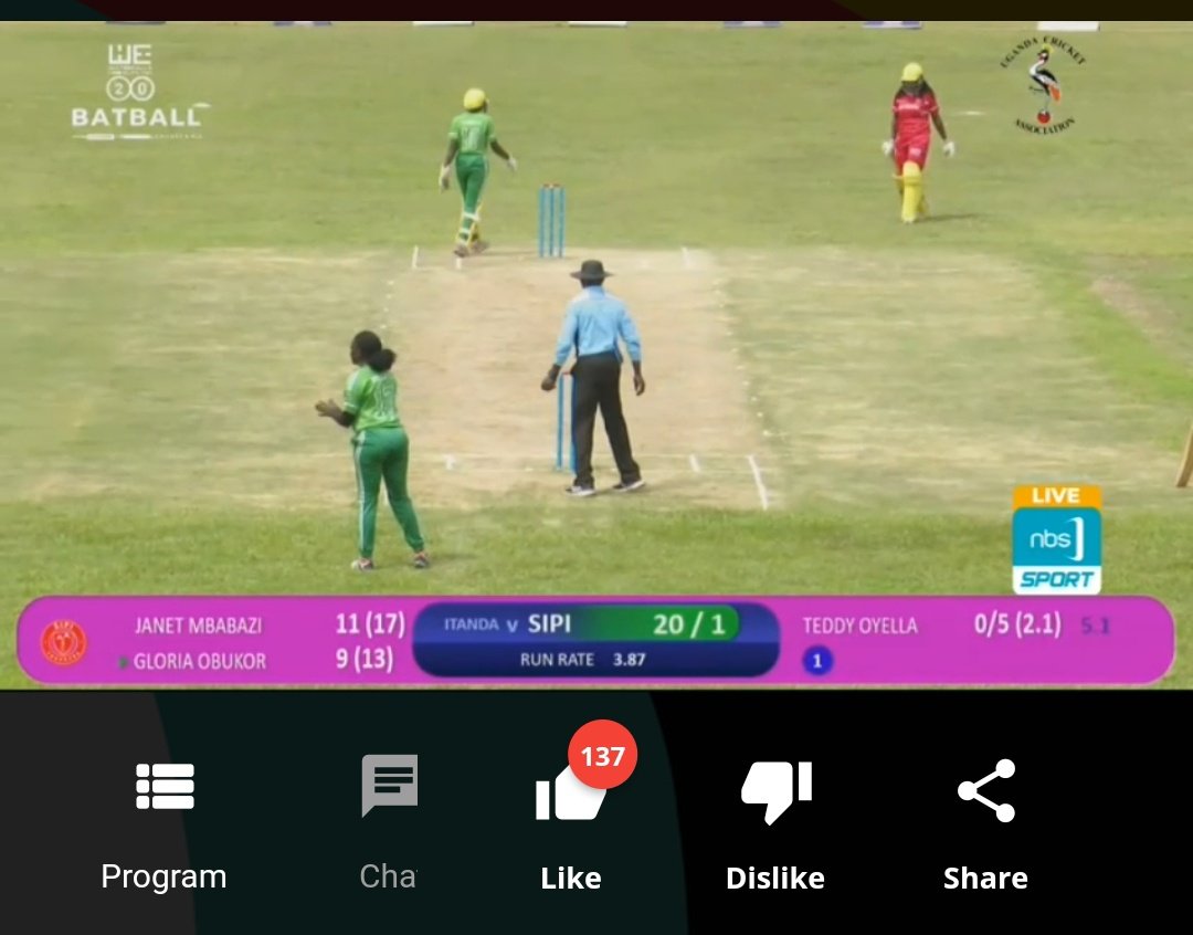 I am proud of this 1st time, The final of the Water Falls T20 League Women's Edition live on @nbssport1 

A lot of hard work goes into these things. #ChampioningUgandanSport