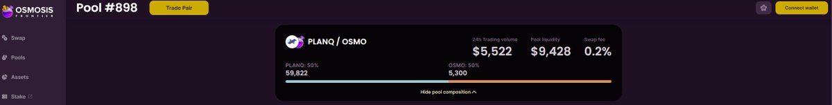 PlanqFoundation's tweet image. Planq is listed on Osmosis Frontier 🚀
Provide liquidity and earn swap fees!
POOL: 898 Planq/Osmo
frontier.osmosis.zone/pool/898

$PLQ #cryptocurrencies #blockchain #IBC #crypto #IBCGang $Osmo $EARN #OSMO #osmosis