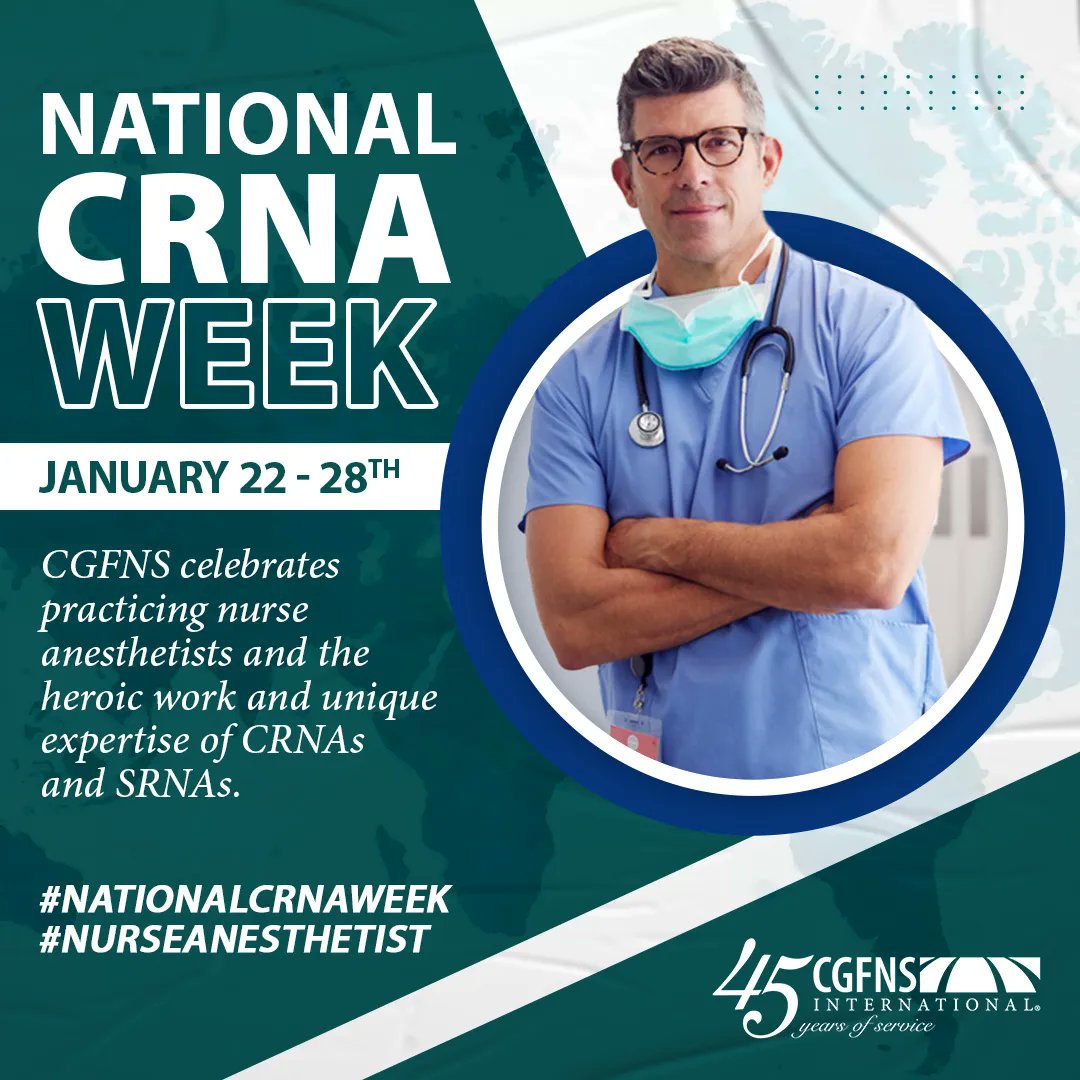 CGFNS celebrates practicing nurse anesthetists and the heroic work and unique expertise of CRNAs and SRNAs. #NationalCRNAWeek #NurseAnesthetist bit.ly/3H1kjZT