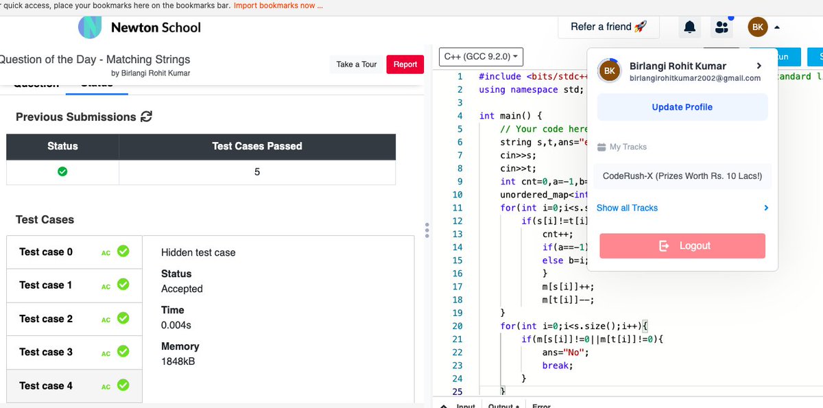 birlangi_kumar's tweet photo. Today I have solved question_title using #cplusplus 
#Day2 of #30daysofcode @everydaycoders
#community #coding #programming #competitiveprogramming #codingchallenge #dsa #bubbleupcommunity https://t.co/D0YBN63y0f
