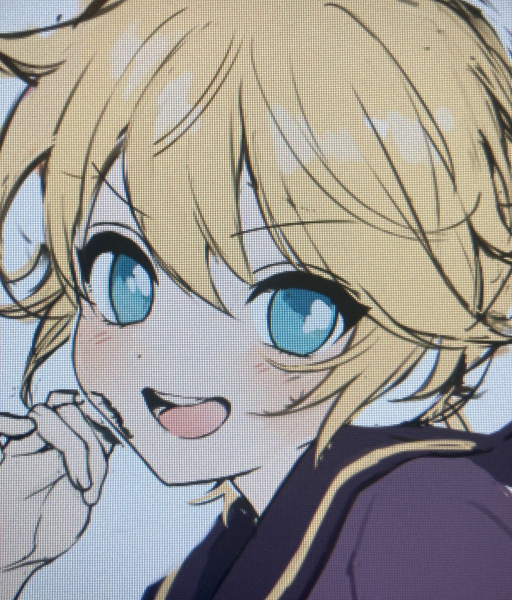 kagamine len male focus 1boy blonde hair solo blue eyes looking at viewer open mouth  illustration images