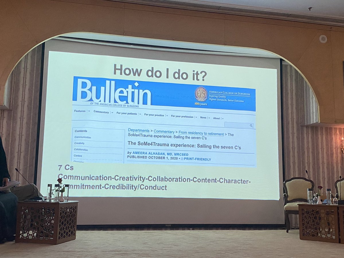 SWexner's tweet photo. @A160186 delivers a superb inspirational lecture on her creation: @Me4Trauma which has become THE global #SoMe4Surgery community for trauma @KuwaitiSurgSoc #AKUPAS2023 🇰🇼 @Dr_Khoursheed HUGE CONGRATULATIONS Dr. Al-Hasan Very proud that you are an integral part of @SurgJournal https://t.co/PD78OHCIpC