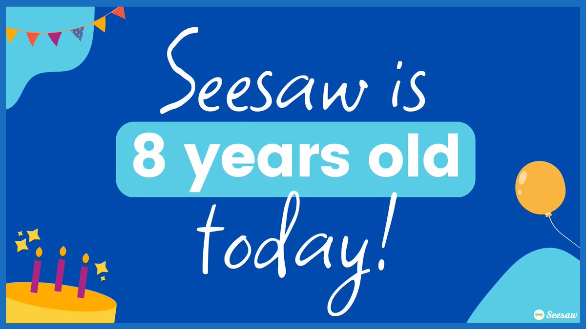 Seesaw's tweet photo. Today is Seesaw's 8th anniversary! 🎂

💙 We wanted to take a moment to celebrate this milestone and share our gratitude with you. Your dedication to your students and families continues to inspire us each day. Thank you, educators, for all you do.

#seesaw #seesawlearning https://t.co/yB048oN2h2
